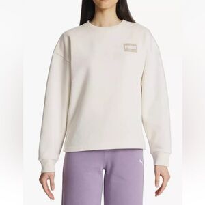 Pumas Ladies's Fleece Crew Long Sleeve Pullover ; Tan ; Size L NWT